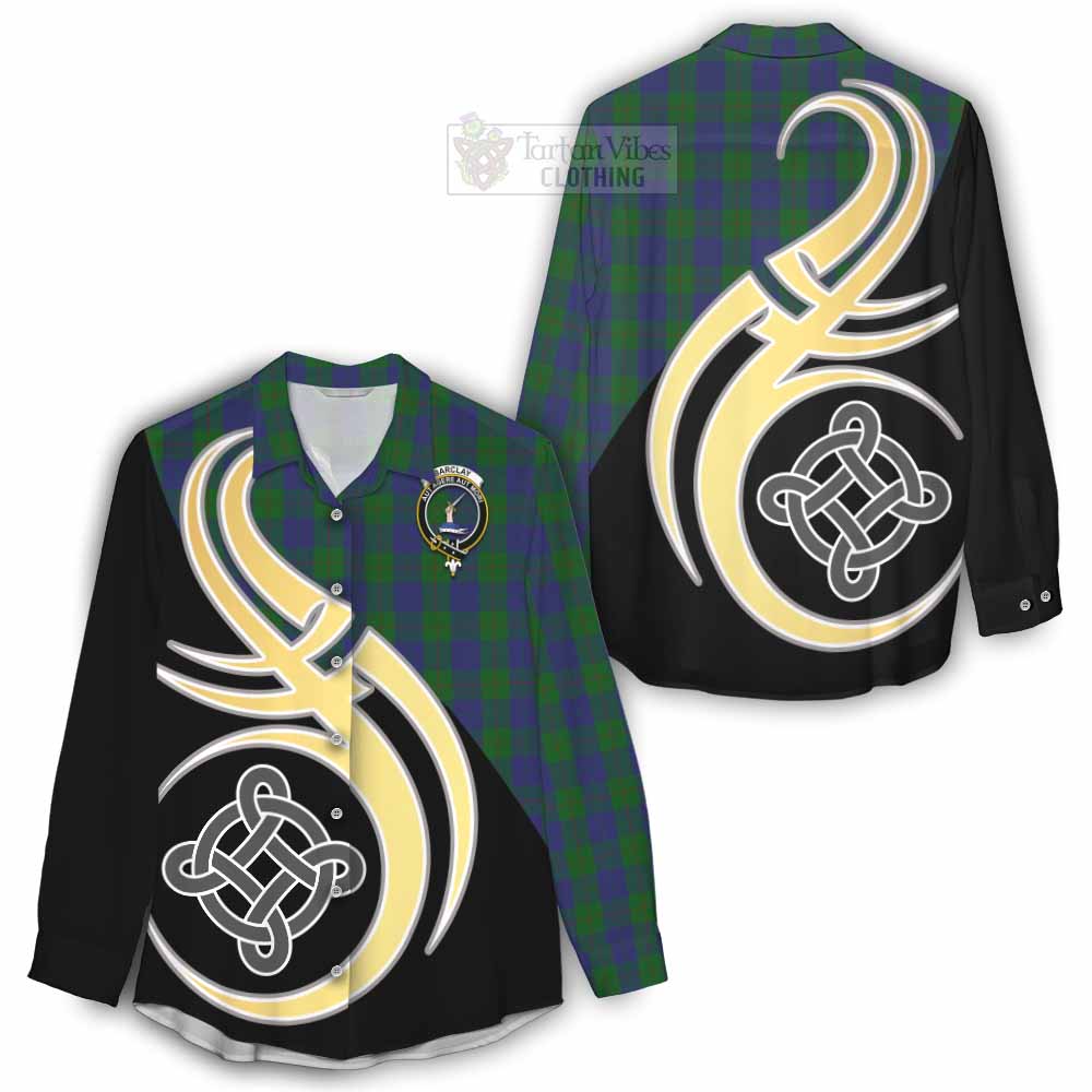 Tartan Vibes Clothing Barclay Tartan Women's Casual Shirt with Family Crest and Celtic Symbol Style