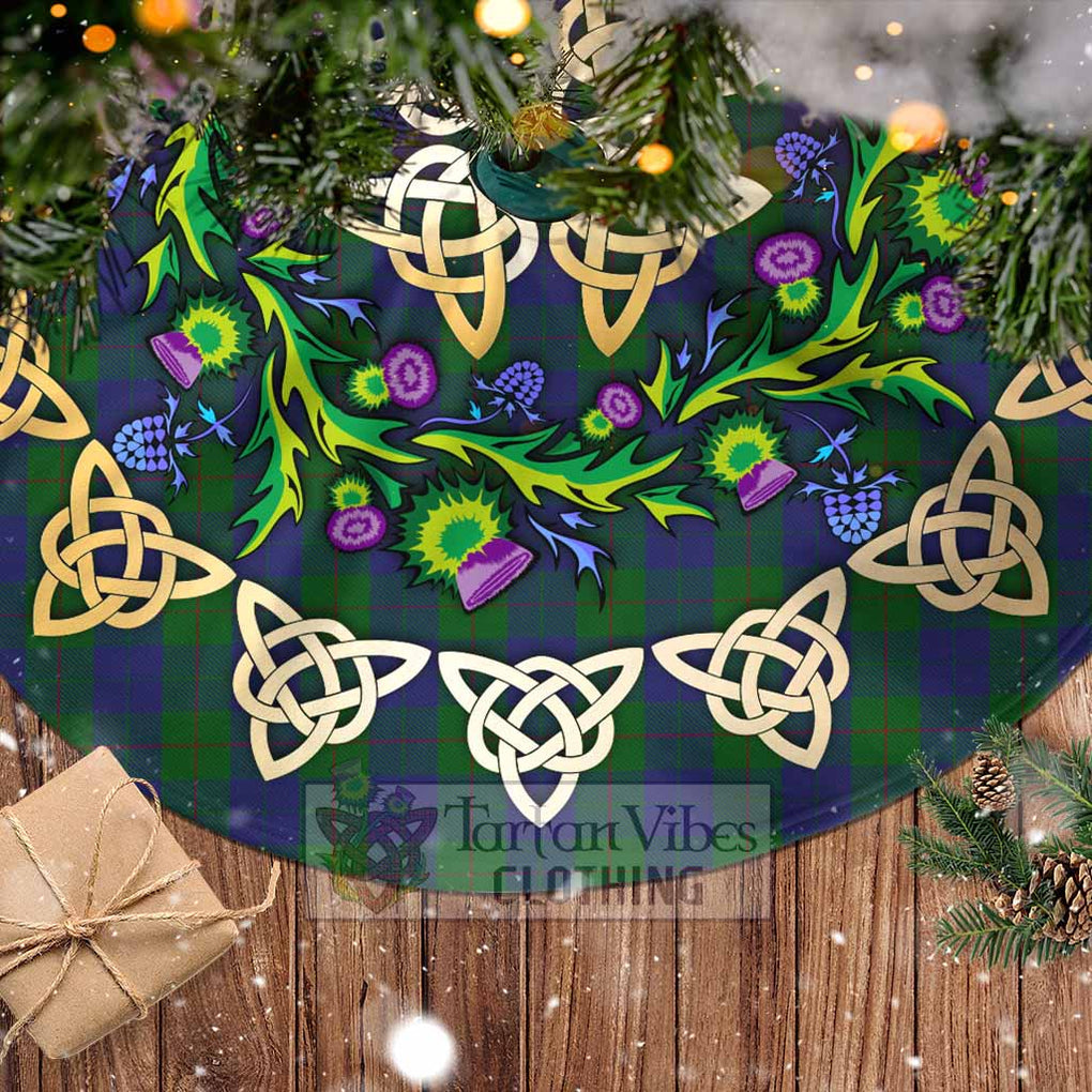 Tartan Vibes Clothing Barclay Tartan Christmas Tree Skirt with Thistle Celtic Knot Style