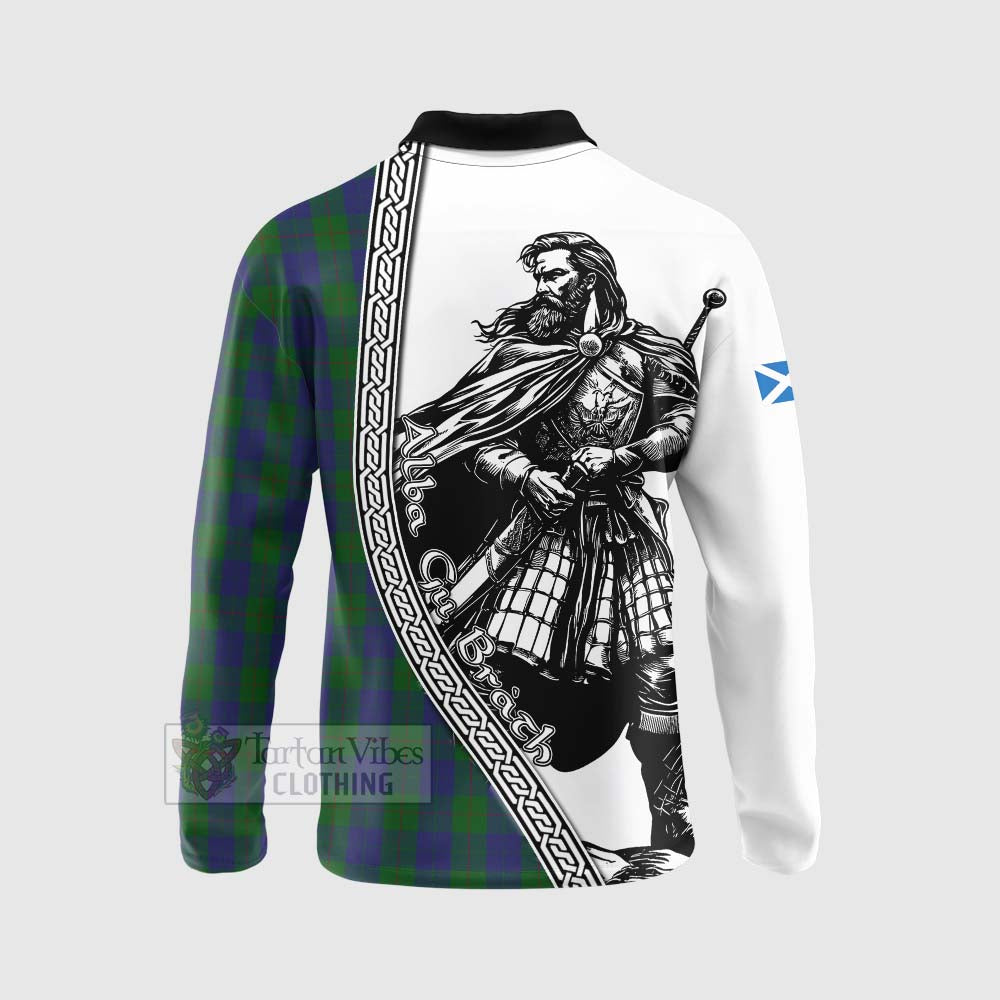 Tartan Vibes Clothing Barclay Tartan Clan Crest Long Sleeve Polo Shirt with Highlander Warrior Celtic Style