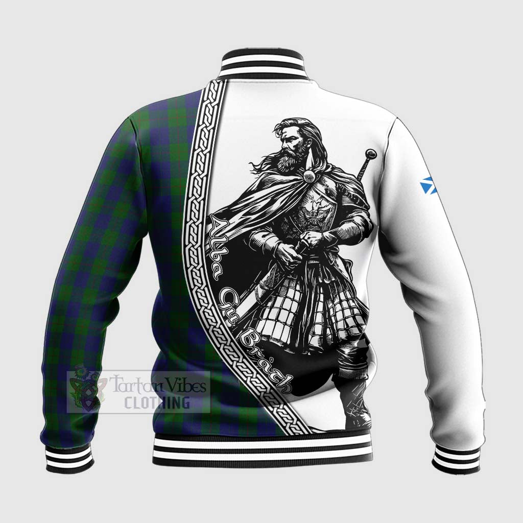 Tartan Vibes Clothing Barclay Tartan Clan Crest Baseball Jacket with Highlander Warrior Celtic Style