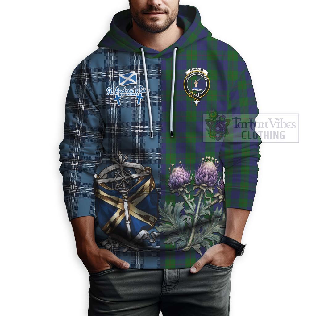 Tartan Vibes Clothing Barclay Tartan Hoodie Happy St. Andrew's Day Half Tartan Style