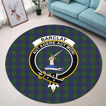 Barclay Tartan Round Rug with Family Crest