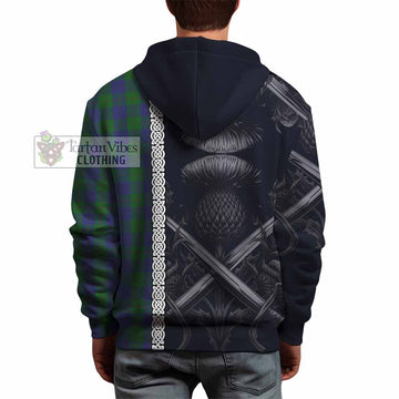 Barclay Tartan Hoodie with Family Crest Cross Sword Thistle Celtic Vibes