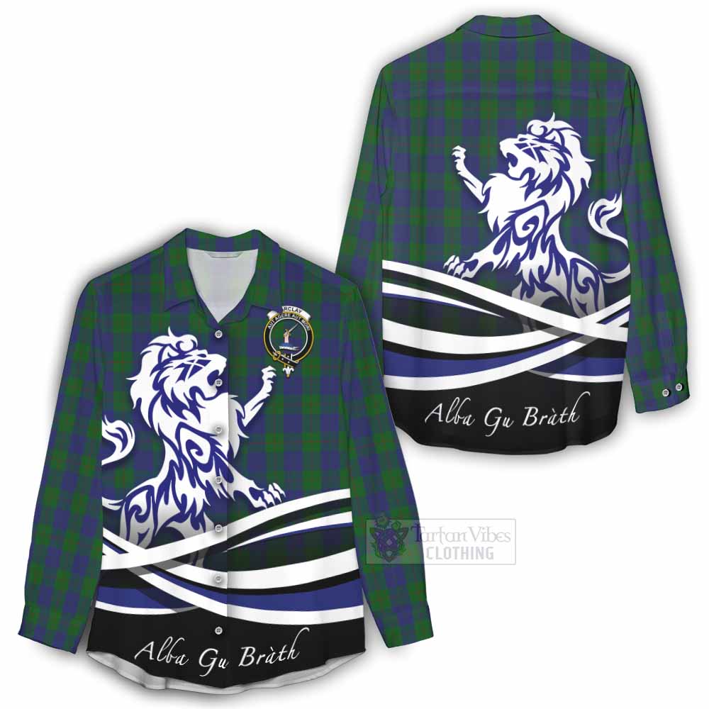 Tartan Vibes Clothing Barclay Tartan Women's Casual Shirt with Alba Gu Brath Regal Lion Emblem