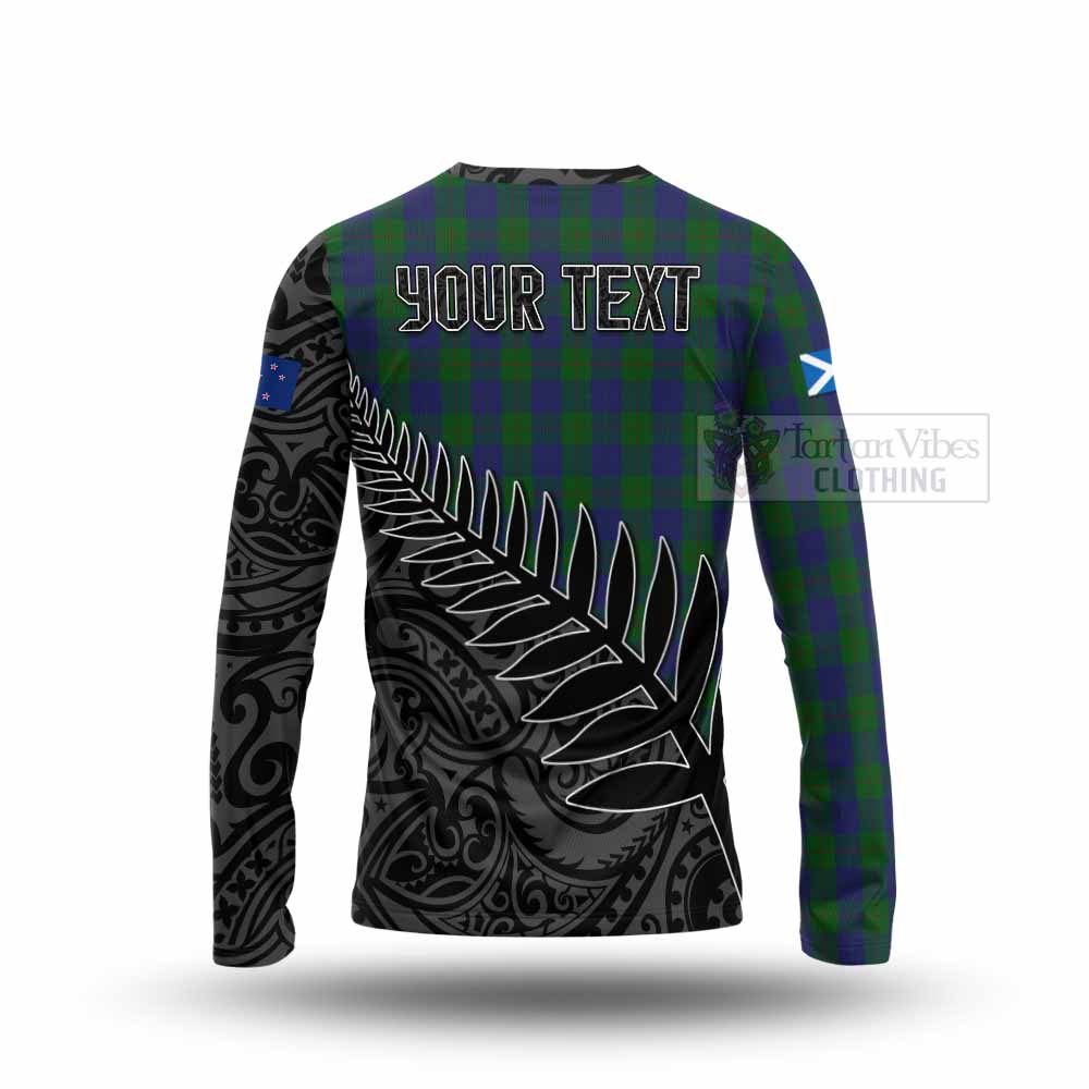 Tartan Vibes Clothing Barclay Crest Tartan Long Sleeve T-Shirt with New Zealand Silver Fern Half Style