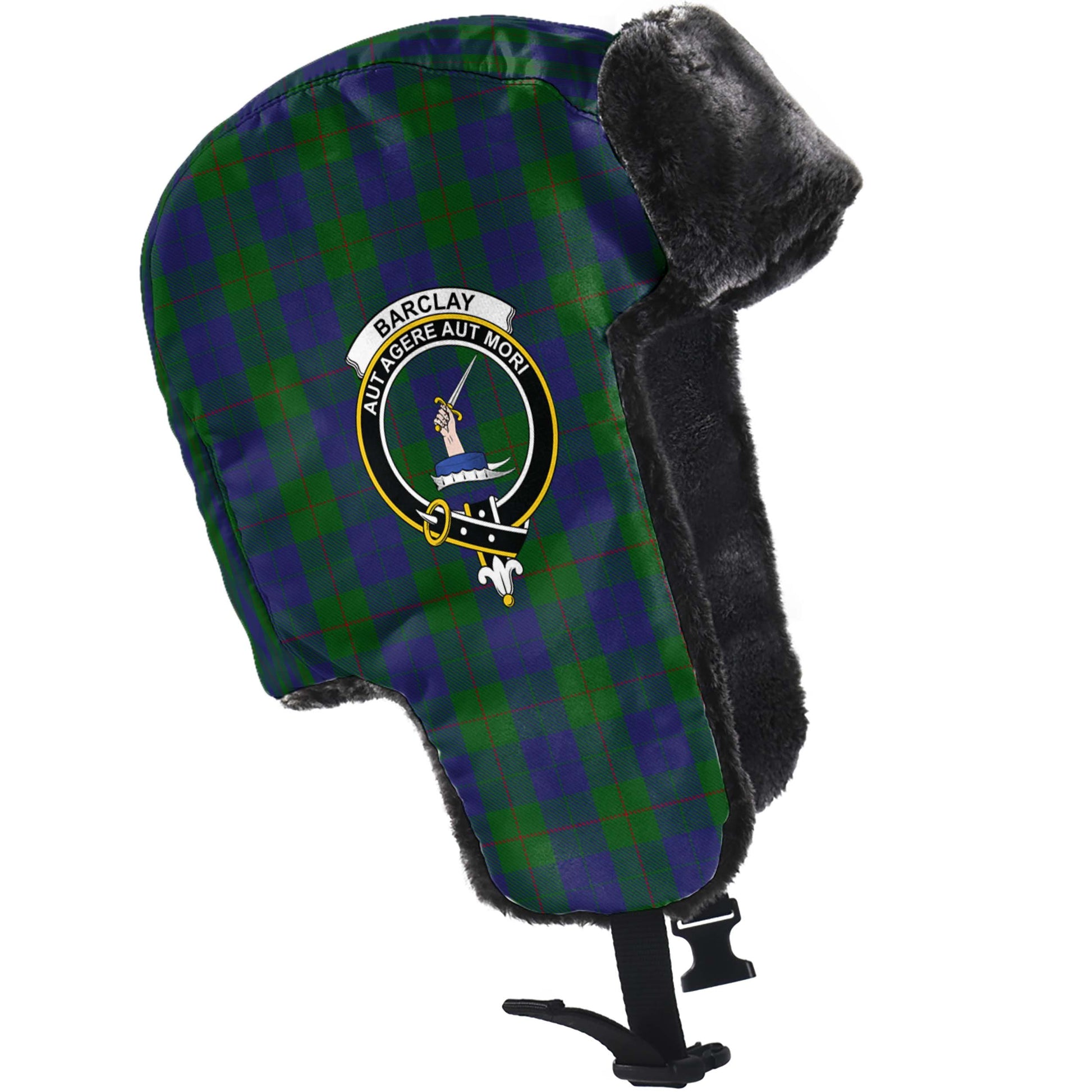 Barclay Tartan Winter Trapper Hat with Family Crest - Tartanvibesclothing