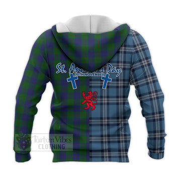 Barclay Tartan Knitted Hoodie Happy St. Andrew's Day Half Tartan Style