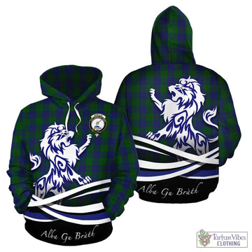 Barclay Tartan Hoodie with Alba Gu Brath Regal Lion Emblem