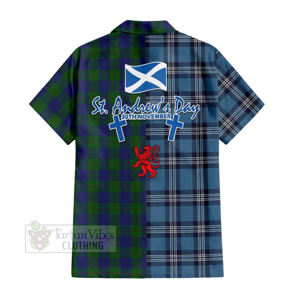 Tartan Vibes Clothing Barclay Tartan Short Sleeve Button Shirt Happy St. Andrew's Day Half Tartan Style