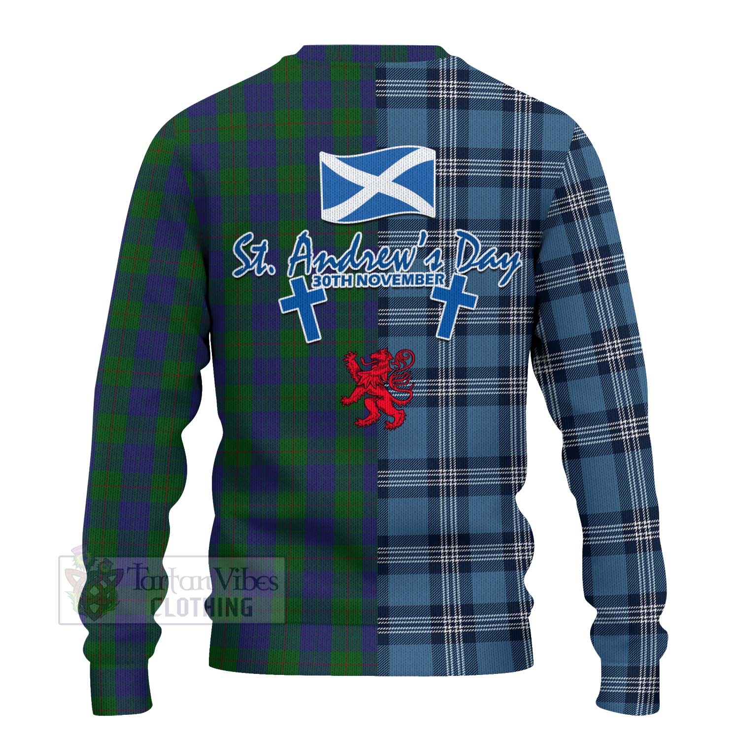 Tartan Vibes Clothing Barclay Tartan Knitted Sweater Happy St. Andrew's Day Half Tartan Style