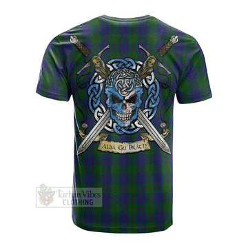 Barclay Tartan Cotton T-shirt with Family Crest Celtic Skull Style