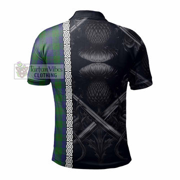 Barclay Tartan Polo Shirt with Family Crest Cross Sword Thistle Celtic Vibes