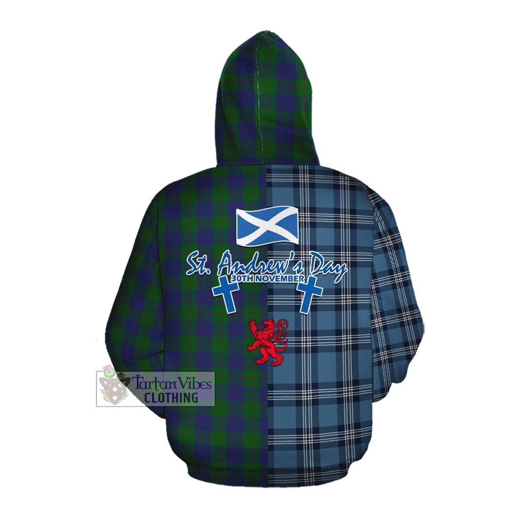 Tartan Vibes Clothing Barclay Tartan Cotton Hoodie Happy St. Andrew's Day Half Tartan Style