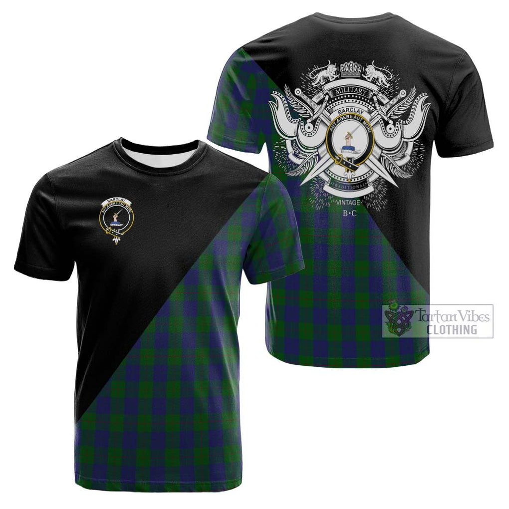 Tartan Vibes Clothing Barclay Tartan Cotton T-shirt with Family Crest and Military Logo Style