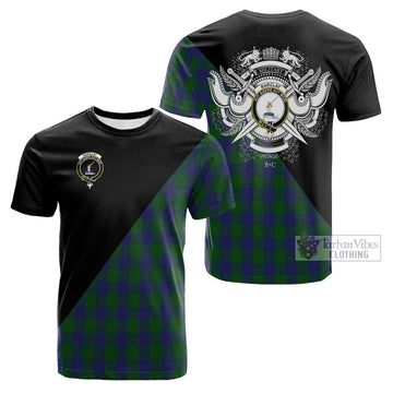 Barclay Tartan Cotton T-shirt with Family Crest and Military Logo Style