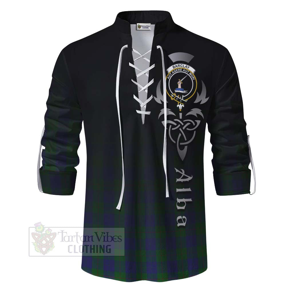 Tartan Vibes Clothing Barclay Tartan Ghillie Kilt Shirt Featuring Alba Gu Brath Family Crest Celtic Inspired