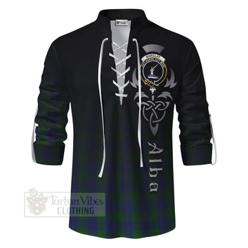 Barclay Tartan Ghillie Kilt Shirt Featuring Alba Gu Brath Family Crest Celtic Inspired