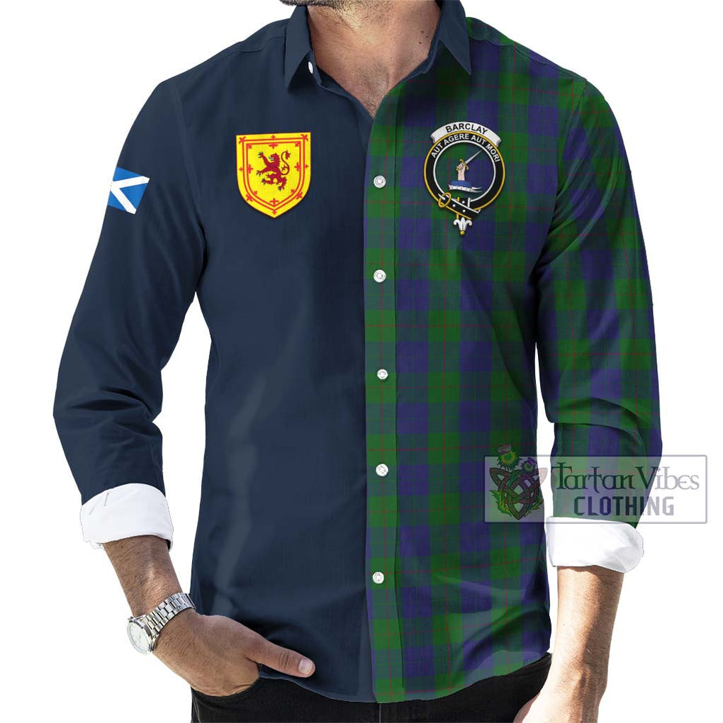 Tartan Vibes Clothing Barclay Tartan Long Sleeve Button Shirt with Scottish Lion Royal Arm Half Style