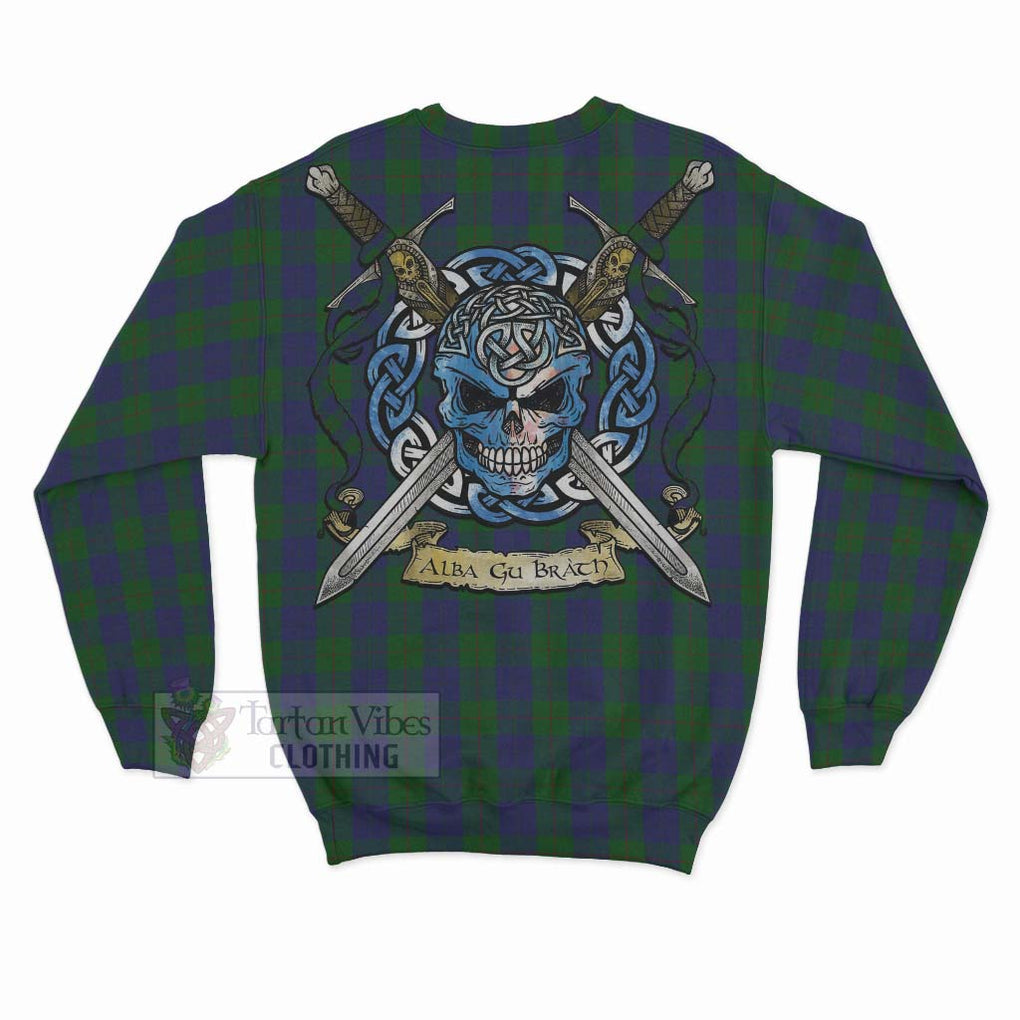 Tartan Vibes Clothing Barclay Tartan Sweatshirt with Family Crest Celtic Skull Style