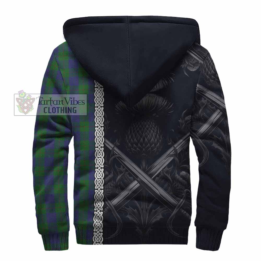 Tartan Vibes Clothing Barclay Tartan Sherpa Hoodie with Family Crest Cross Sword Thistle Celtic Vibes