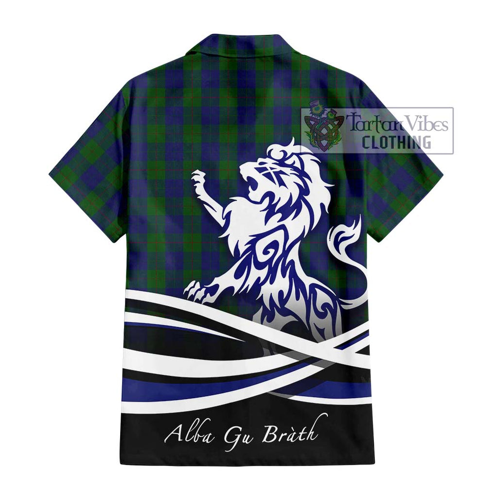 Barclay Tartan Short Sleeve Button Shirt with Alba Gu Brath Regal Lion Emblem - Tartanvibesclothing Shop