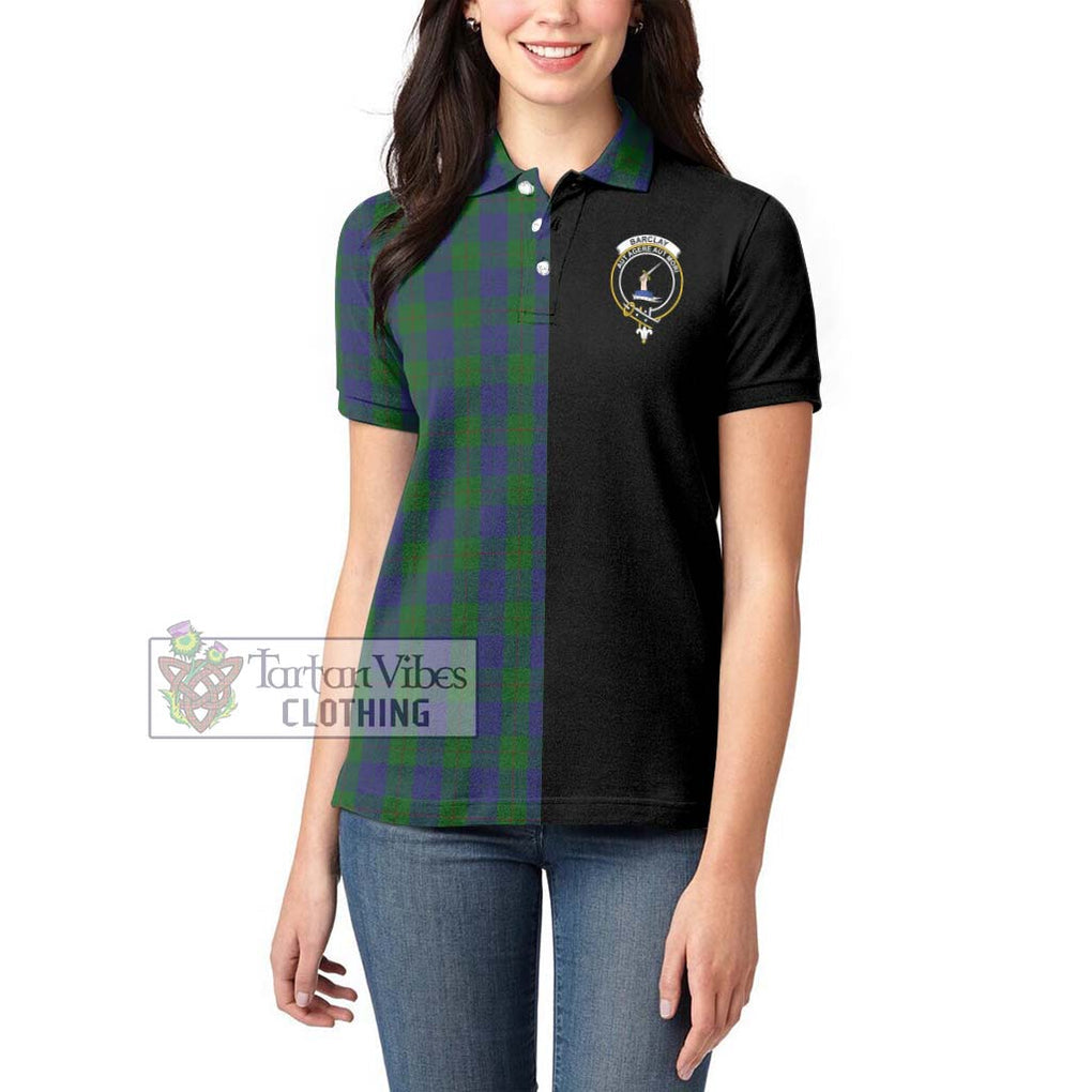 Barclay Tartan Women's Polo Shirt with Family Crest and Half Of Me Style - Tartanvibesclothing Shop