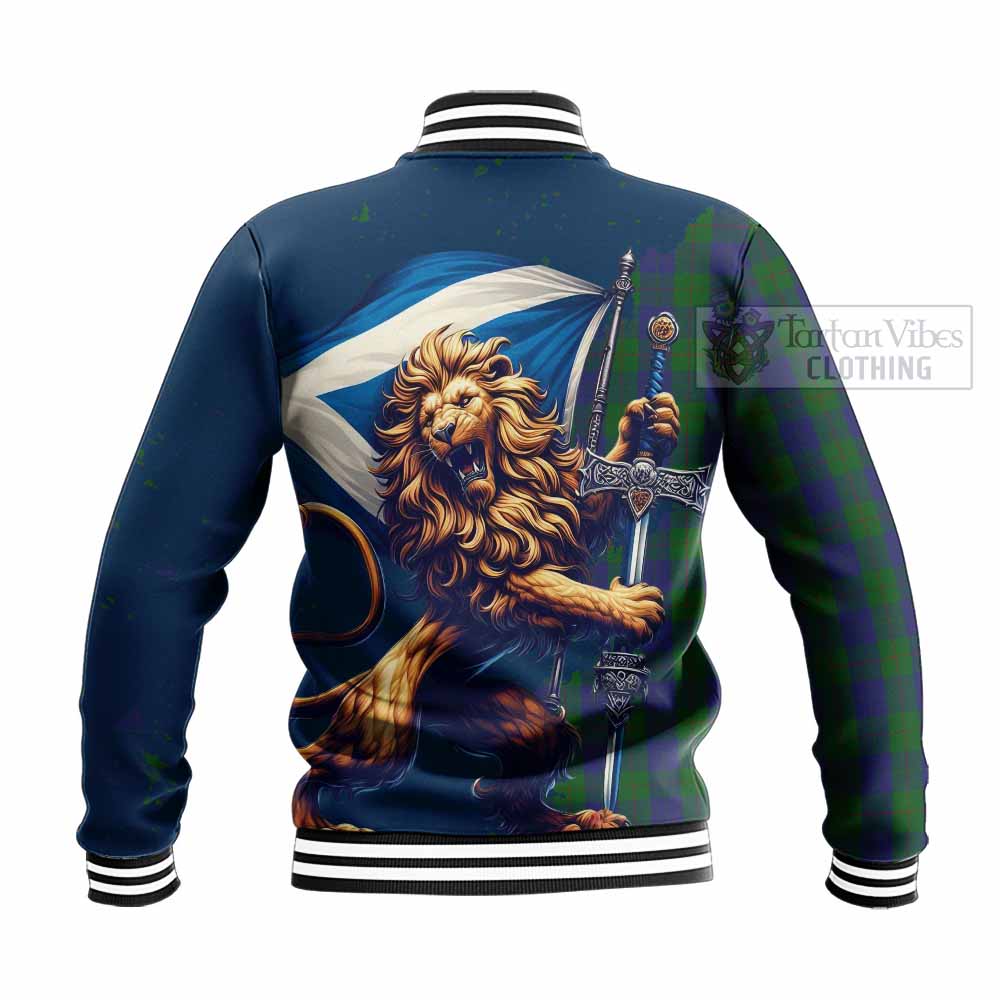 Tartan Vibes Clothing Barclay Tartan Family Crest Baseball Jacket with Scottish Majestic Lion