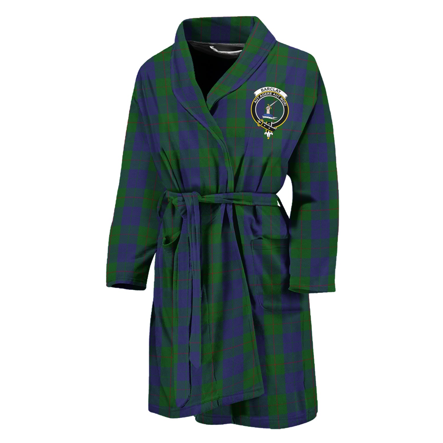 Barclay Tartan Bathrobe with Family Crest Unisex M - Tartan Vibes Clothing