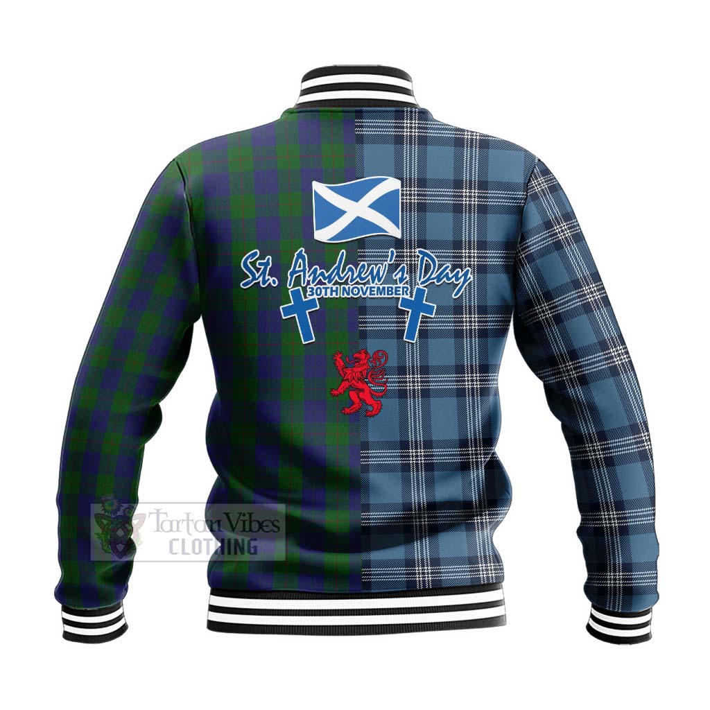 Tartan Vibes Clothing Barclay Tartan Baseball Jacket Happy St. Andrew's Day Half Tartan Style