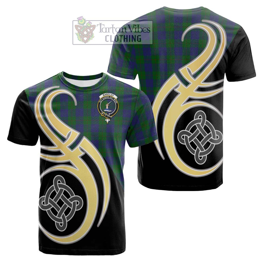 Tartan Vibes Clothing Barclay Tartan Cotton T-shirt with Family Crest and Celtic Symbol Style