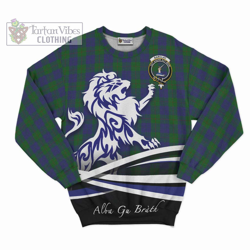 Barclay Tartan Sweatshirt with Alba Gu Brath Regal Lion Emblem - Tartanvibesclothing Shop