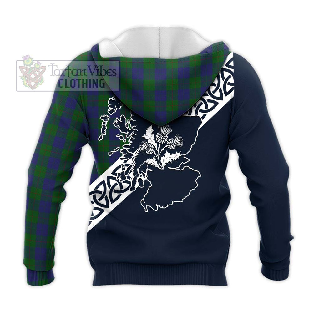 Tartan Vibes Clothing Barclay Tartan Knitted Hoodie Featuring Thistle and Scotland Map