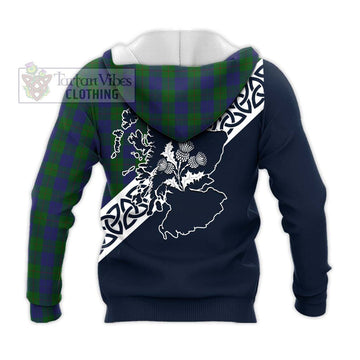 Barclay Tartan Knitted Hoodie Featuring Thistle and Scotland Map