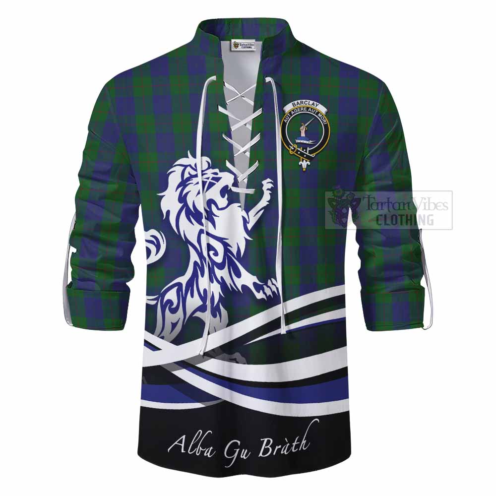 Tartan Vibes Clothing Barclay Tartan Ghillie Kilt Shirt with Alba Gu Brath Regal Lion Emblem