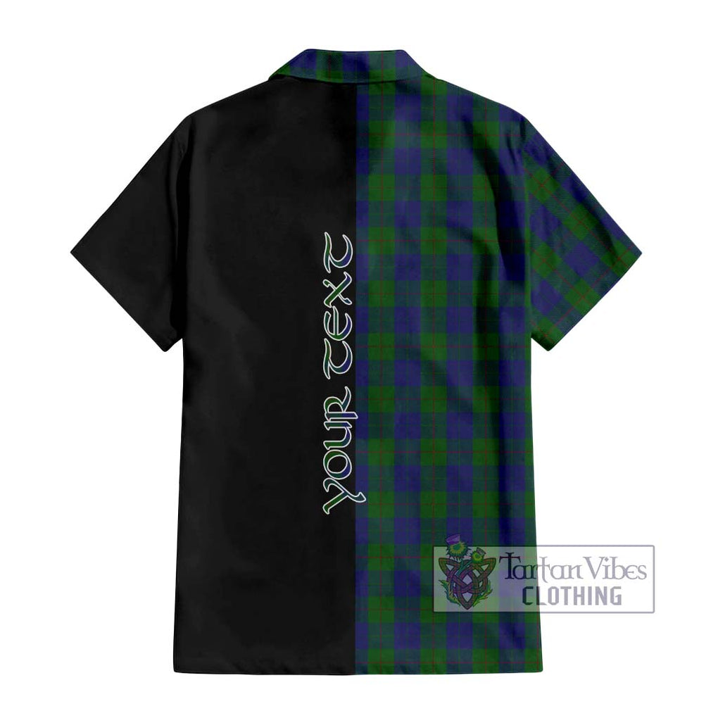 Barclay Tartan Short Sleeve Button Shirt with Family Crest and Half Of Me Style - Tartanvibesclothing Shop