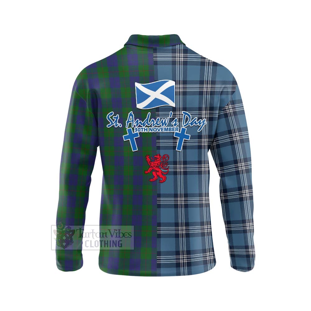 Tartan Vibes Clothing Barclay Tartan Long Sleeve Polo Shirt Happy St. Andrew's Day Half Tartan Style