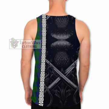 Barclay Tartan Men's Tank Top with Family Crest Cross Sword Thistle Celtic Vibes