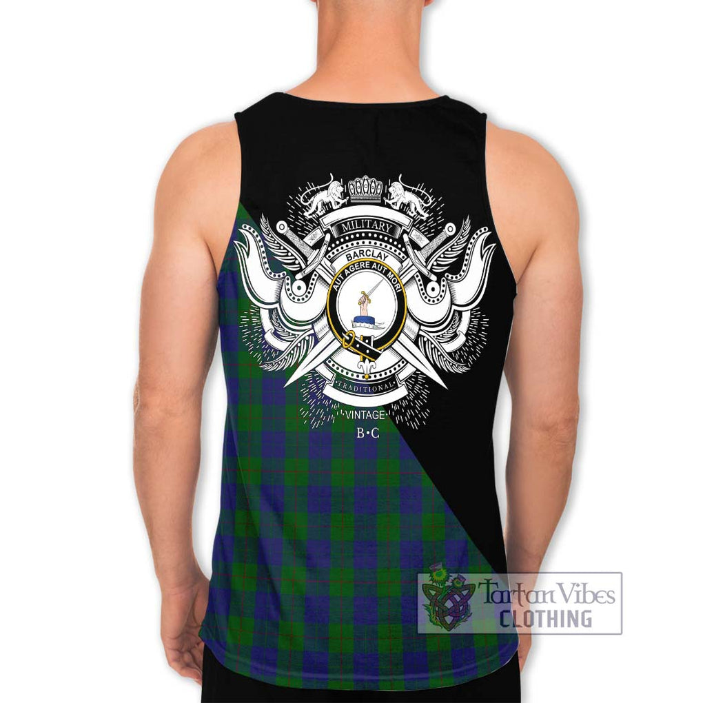 Barclay Tartan Men's Tank Top with Family Crest and Military Logo Style - Tartanvibesclothing Shop