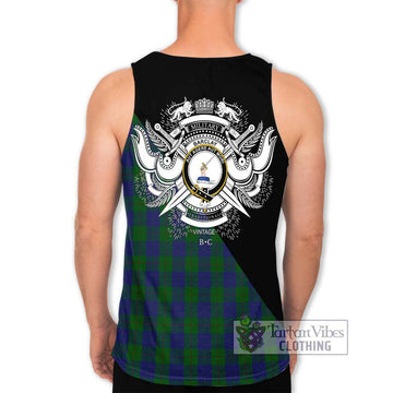 Barclay Tartan Men's Tank Top with Family Crest and Military Logo Style