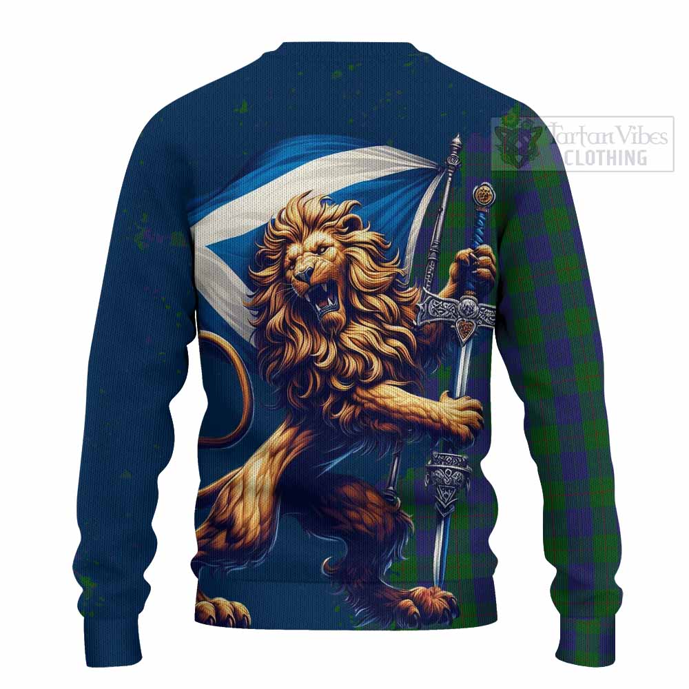 Tartan Vibes Clothing Barclay Tartan Family Crest Knitted Sweater with Scottish Majestic Lion