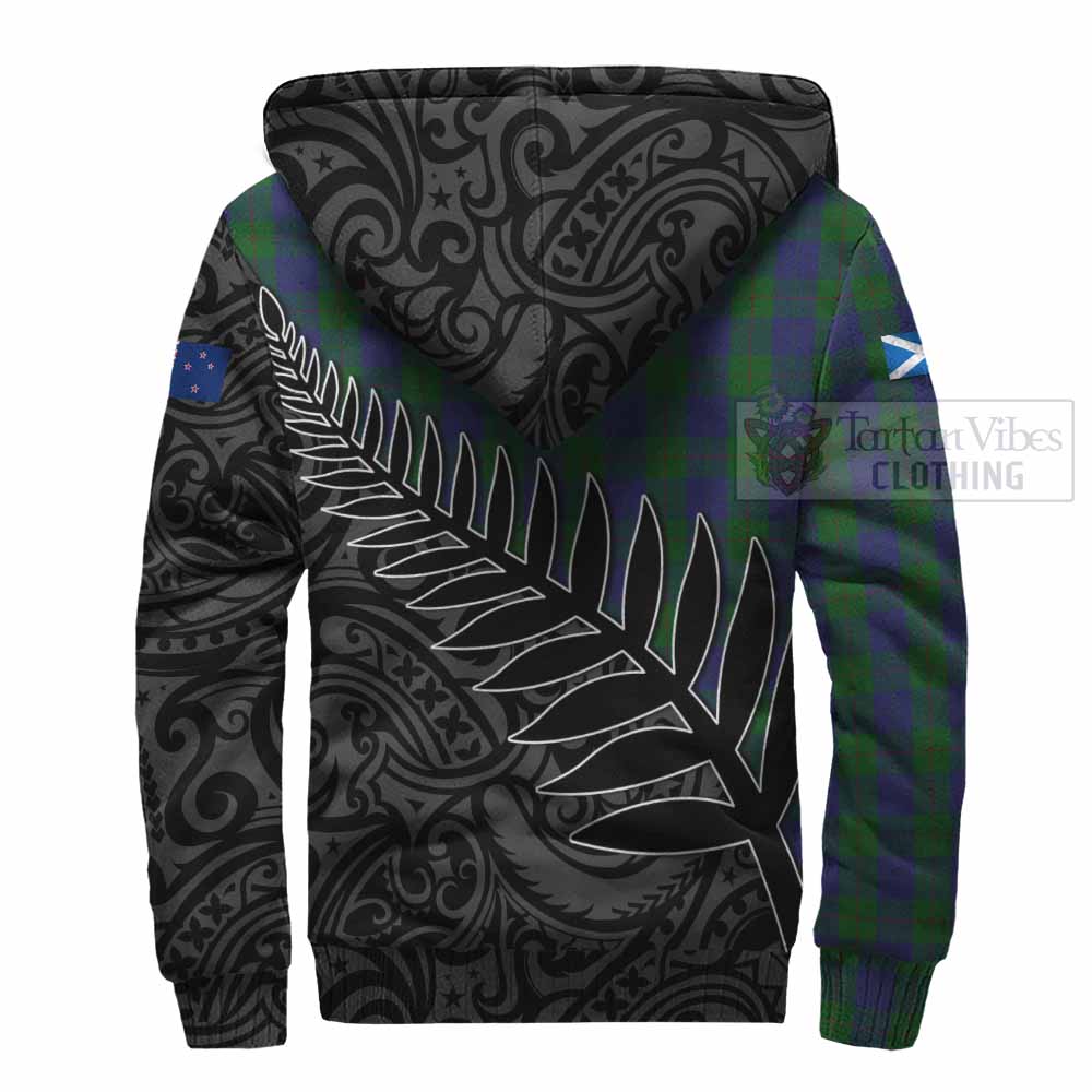 Tartan Vibes Clothing Barclay Crest Tartan Sherpa Hoodie with New Zealand Silver Fern Half Style