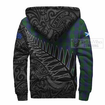 Barclay Crest Tartan Sherpa Hoodie with New Zealand Silver Fern Half Style