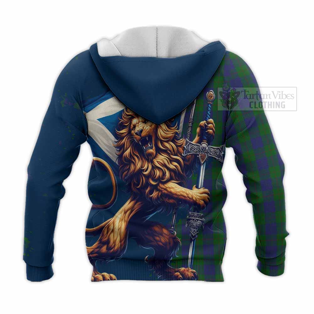 Tartan Vibes Clothing Barclay Tartan Family Crest Knitted Hoodie with Scottish Majestic Lion