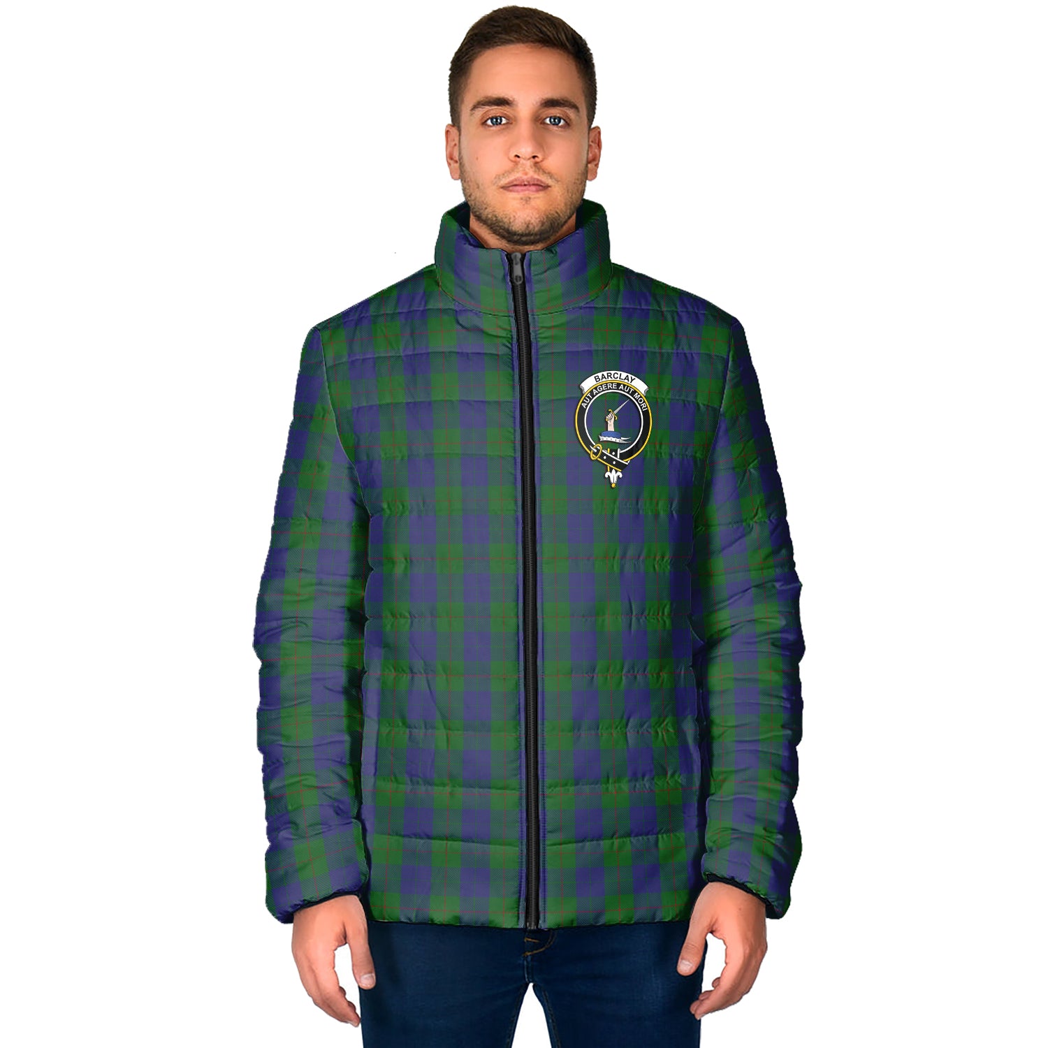 Barclay Tartan Padded Jacket with Family Crest - Tartan Vibes Clothing