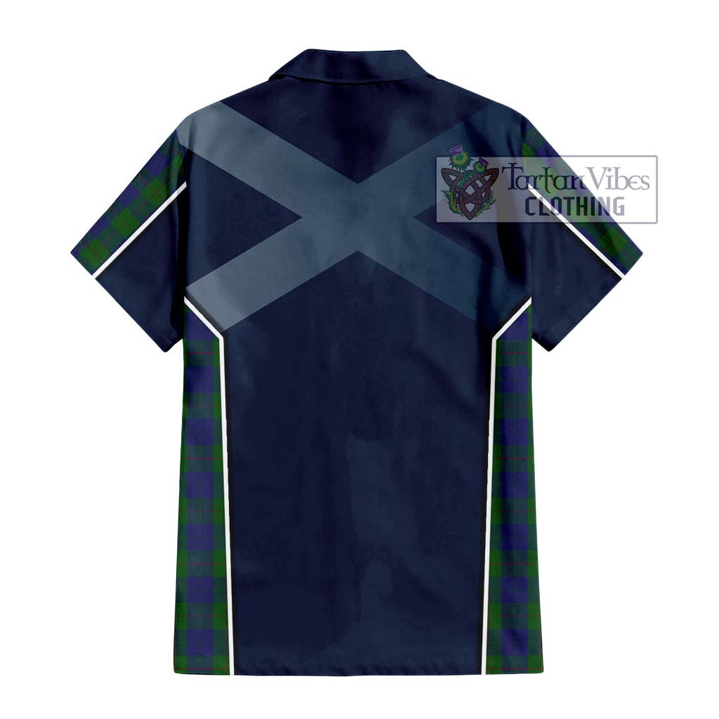 Barclay Tartan Short Sleeve Button Shirt with Family Crest and Lion Rampant Vibes Sport Style - Tartan Vibes Clothing