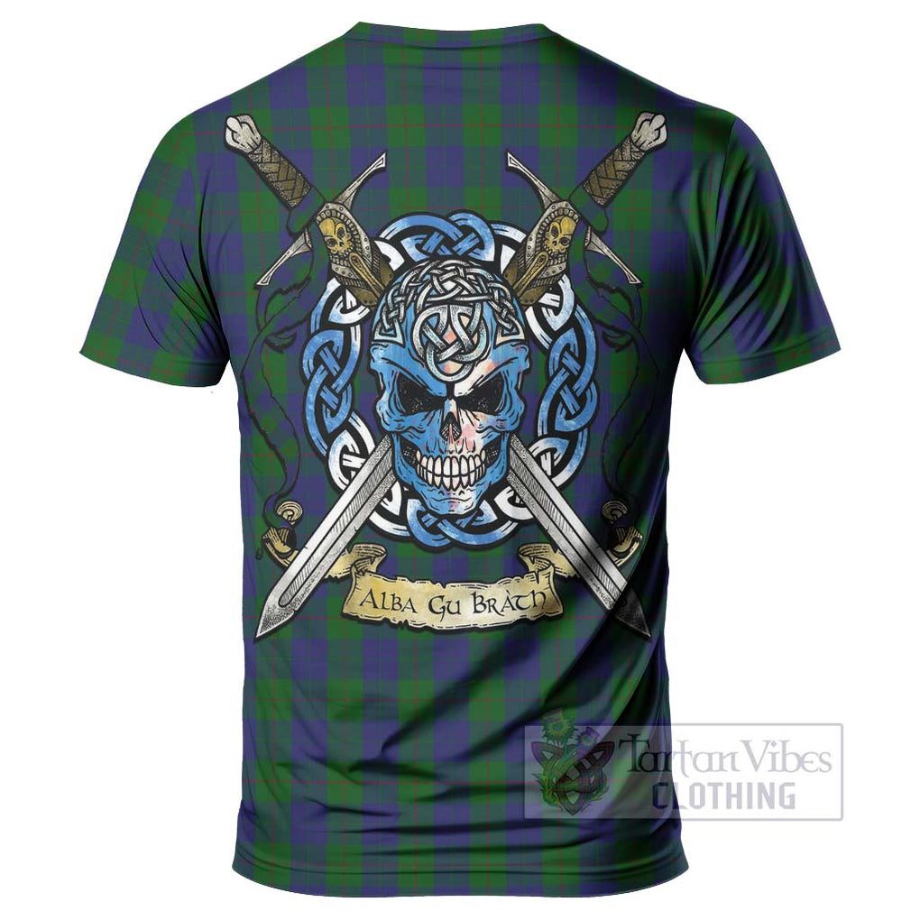 Tartan Vibes Clothing Barclay Tartan T-Shirt with Family Crest Celtic Skull Style