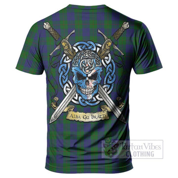 Barclay Tartan T-Shirt with Family Crest Celtic Skull Style