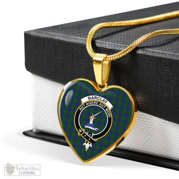 Barclay Tartan Heart Necklace with Family Crest