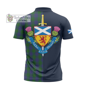 Barclay Tartan Zipper Polo Shirt Alba with Scottish Lion Royal Arm Half Style