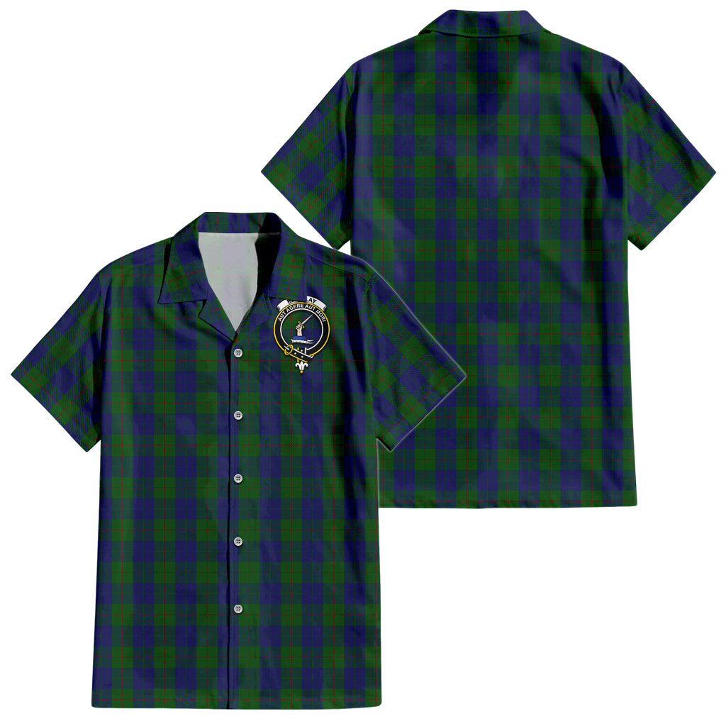 Barclay Tartan Short Sleeve Button Down Shirt with Family Crest - Tartanvibesclothing